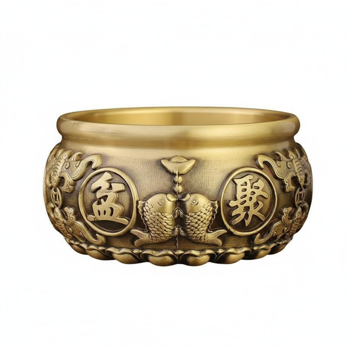 Chinese Treasure Basin Business Opening Gift Feng Shui Cornucopia Brass Wealth Bowl Auspicious Symbol Chinese Feng Shui Bowl