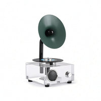 Gramophone with Acrylic Base Decorative Gramophone Ornament Tabletop Desktop Decoration for Living Room