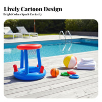 5 Pieces Thick PVC Material Floating Basketball Loop Toss Set Quick Inflate & Deflate 2-in-1 Pool Game Set Leak Resistant for Children