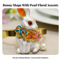 Easter Bunny Napkin Holder Elegant and Delicate Pearl Bunny Napkin Holder Holiday Table Decoration for Restaurant