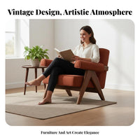 Solid Wood Frame V-Leg Armchair Wabi-Sabi Aesthetic Single Sofa Designer Design Lounge Chair Century-Century Modern for Interior Designers, Office Workers, Living Room, Balcony, Reading Nook, Bedroom