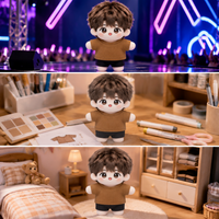 Cotton Doll Short Sleeve T-Shirt for 10/15/20cm Plush Dolls, Customizable with Pattern/LOGO for Concerts