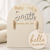 Wooden Ultrasound Photo Frame, Double-Sided Sign for Pregnancy Announcement or Baby's Birth, Wood Decor