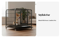Easy to Clean Indoor Dog Kennel with Tray Gnaw Resistant Heavy Duty Dog Kennel Chew Proof Rolling Metal Pet Kennel Double Door Design for Medium Dogs, Home Use