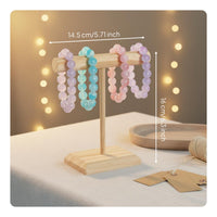 Bracelet and Necklace Display Stand Multifunctional Bracelet Rack Space Saving Wooden Horizontal Bar Jewelry Holder for Boutique Owners