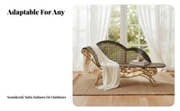Vintage Design Wicker Chaise Lounge Hand-Woven Design Patio Daybed Weather-Resistant Outdoor Furniture Sturdy Frame for Hotel Owners, Sunbathers, Homeowners, Poolside, Balcony, Sunroom, Backyard