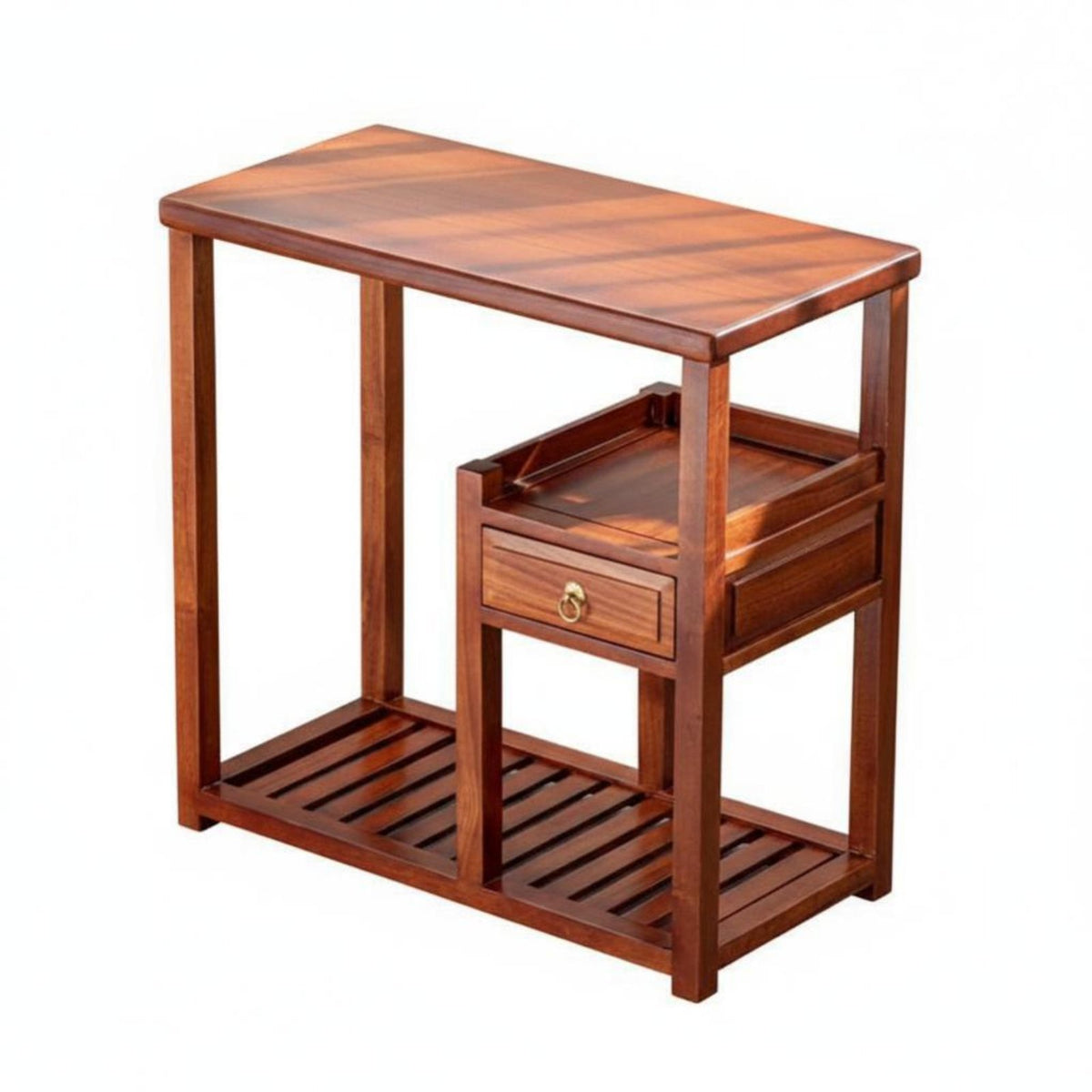 Mortise and Tenon Joinery Tea Ceremony Stand New Chinese Design Multi-Compartment Table Long-Lasting Construction Storage Cabinet Slatted Lower Shelf for Homeowners, Apartment Dwellers, Decorators, Living Room, Reception Area, Small Areas, Bedroom