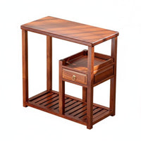 Mortise and Tenon Joinery Tea Ceremony Stand New Chinese Design Multi-Compartment Table Long-Lasting Construction Storage Cabinet Slatted Lower Shelf for Homeowners, Apartment Dwellers, Decorators, Living Room, Reception Area, Small Areas, Bedroom