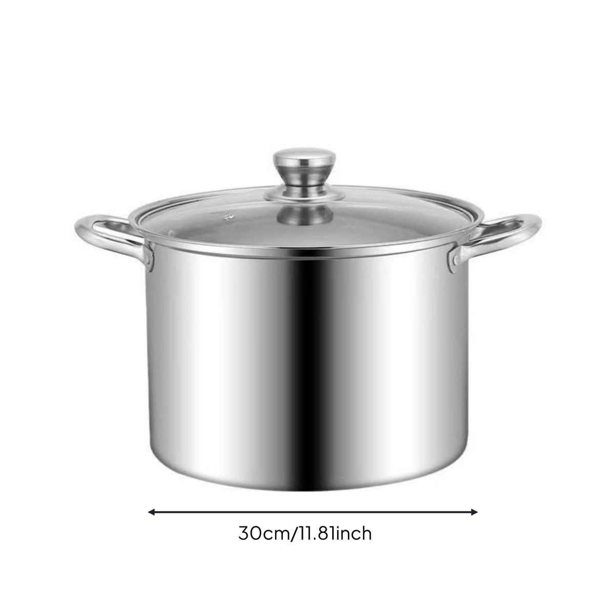 Stainless Steel Soup Pot Thickened Bottom Cookware Quick Heating Conduction for Home Kitchen