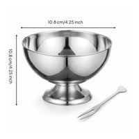 Dessert Bowl with Fork Low Foot Stainless Steel Pedestal Bowl Compact Serving Dish for Hosts