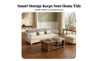 2 Pieces Fabric Couch and Armchair with Storage Creamy cream Color Sofa, Loveseat, and Armchair Set Space-Saving Living Room Furniture for Families
