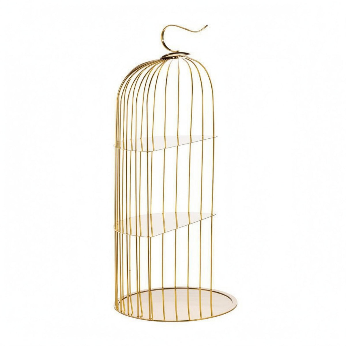 Birdcage Pastry Stand Shiny Finish Three-Tier Pastry Stand Round Base Table Decor