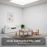Rounded Corners Building Block Table with Storage Double-Sided Tabletop Multifunctional Kids Activity Table Convertible Learning Desk for Children, Toddlers, Preschoolers, Playroom, Nursery, Daycare, Classroom
