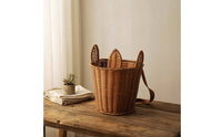 Handwoven Rattan Backpack Basket Hands-Unrestricted Basket with Shoulder Straps Lightweight Long-Lasting for Children, Picnic