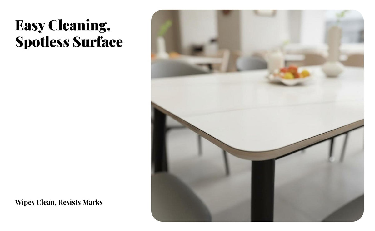 Easy to Clean Rectangular Table and Chair Set Scratch Resistant Rectangular Table with 4 Chairs Long-Lasting Construction Cafeteria Furniture Strong Load-Bearing for School Administrators, Apartment Dwellers, Cafeteria, Food Court, Employee Dining Room