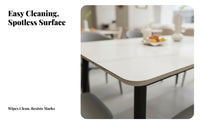 Easy to Clean Rectangular Table and Chair Set Scratch Resistant Rectangular Table with 4 Chairs Long-Lasting Construction Cafeteria Furniture Strong Load-Bearing for School Administrators, Apartment Dwellers, Cafeteria, Food Court, Employee Dining Room