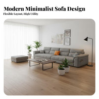 Straight Line Sectional Sofa Sturdy Frame Modern Textile Couch Firm-Density Foam Upholstered Multi-Seater Sofa for Homeowners, Hosts, Lounge Area