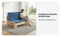 Foldable Design Wooden Frame Pull-expandable Sleeper 2-in-1 Function transformable Loveseat Bed Space-Saving Living Room Furniture Sturdy Construction for Apartment Dwellers, Students, Hosts, Small Spaces, Balcony, Studio