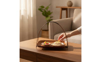 Bamboo Tray with Handle Rectangular Bamboo Woven Basket Tray Boho for Tabletop Presentation