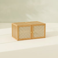 Cabinet with Cane Front Modular Stackable Storage Cabinet Rattan Stackable Storage Unit for Small Areas, Living Room, Study