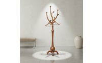 Multi-Hook Solid Wood Hat and Coat Stand Stable Base Entryway Standing Hanger Polished Finish Wooden Coat Tree for Bedroom, Office