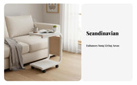With casters C-Shaped Rolling Table Space-Saving Rolling C-Shaped Table Minimalist Design Household Furniture Multi-Functional for Home Office Workers, Apartment Dwellers, Homeowners, Living Room, Bedroom, Small areas