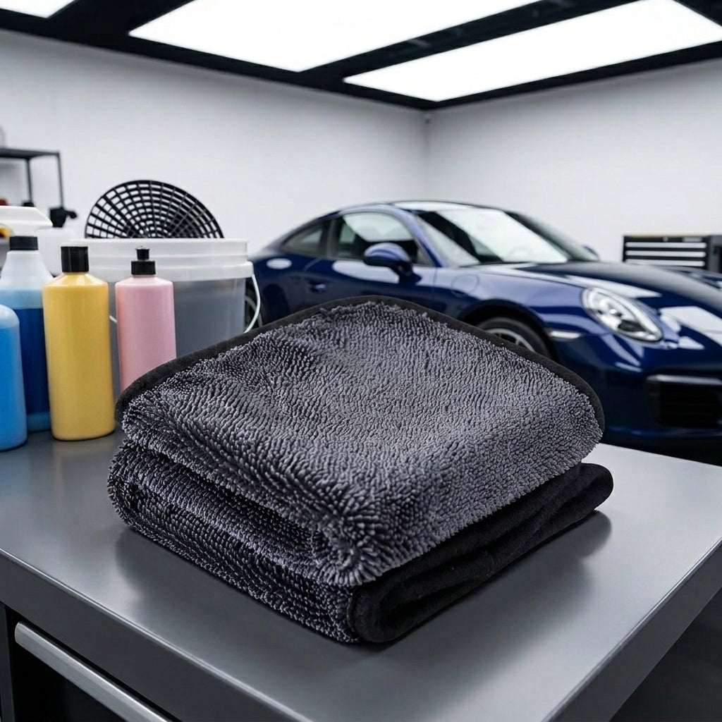 500 GSM Car Drying Towel with Twisted Loop Microfibre, High Absorbency Microfiber Cloths for Detailing, 40x60cm Single-Layer Towel