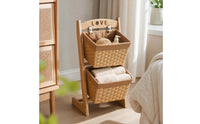 Storage Rack with Baskets Vertical Two-Tier Storage Rack Freestanding Floor-Standing Organizer for Kitchen