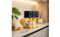 Decorative Clock with Figurine Base Cartoon Mirror Digital Clock Compact Mini for Entryway