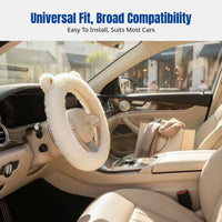 Plush Steering Wheel Cover, Winter Warmth, Anti-Slip, Cartoon Creature Design, Universal Fit, Car Interior Decor