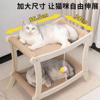 Wooden Double-Layer Cat Scratcher and Cat Bed All-in-One Indoor Pet Furniture