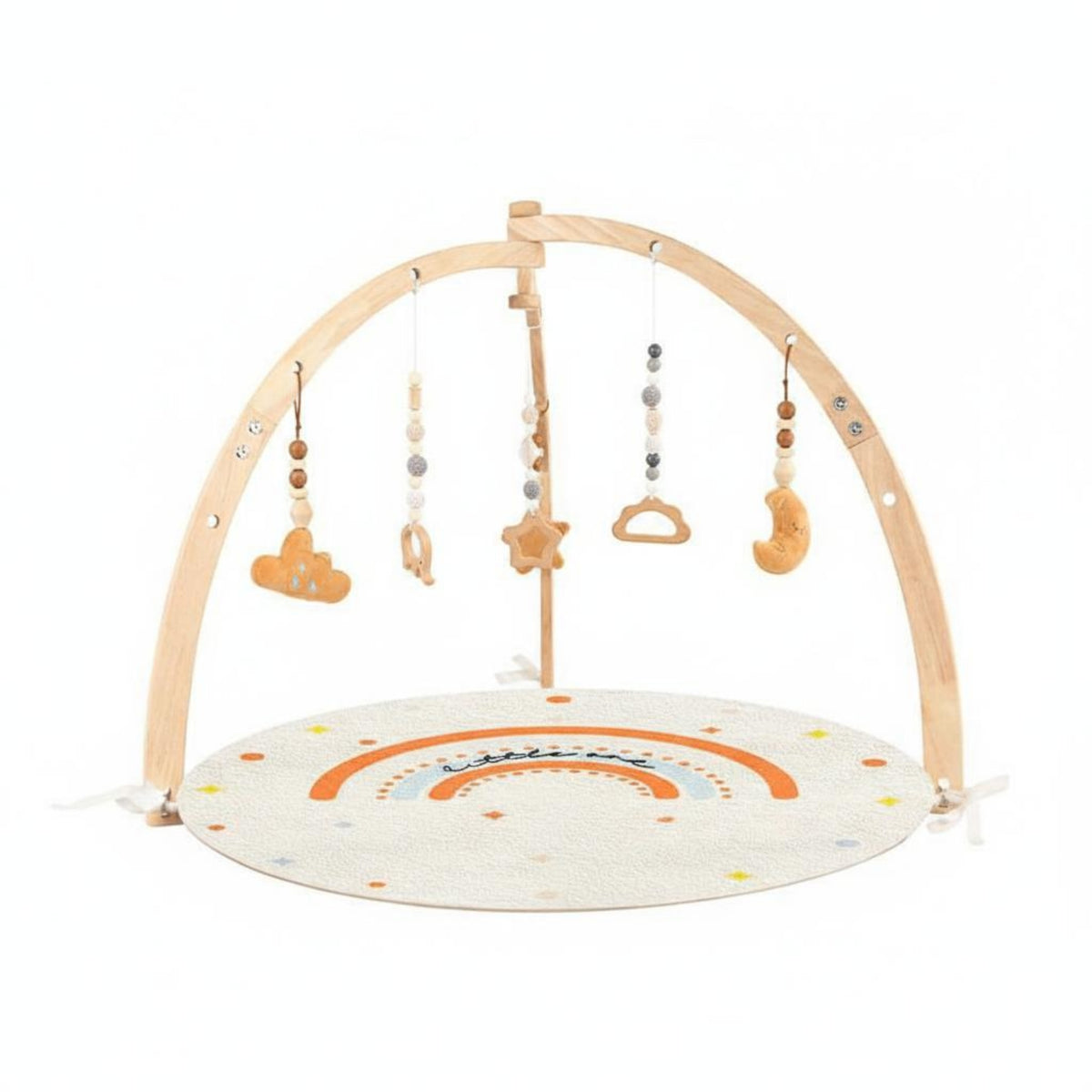 Multi-Functional Wooden Infant Play Gym Child-Led-Inspired Wooden Baby Gym Solid Wood Sensory Training Toy Arch Finish for Infants