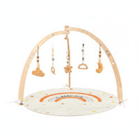 Multi-Functional Wooden Infant Play Gym Child-Led-Inspired Wooden Baby Gym Solid Wood Sensory Training Toy Arch Finish for Infants