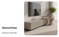 TV Console and Coffee Table Combo Modern Minimalist Design Media Console and Table Combo Sintered Stone Top Living Room Furniture for Lounge, Bedroom