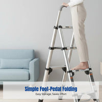 Multi-Purpose Aluminum Alloy Ladder, Folding, Telescopic Step Ladder, Anti-Slip, Thickened, Indoor