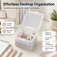 Frosted Storage Box with Hinged Lid, Dustproof PP Storage Containers, Desktop Organizer for Craft Supplies, Toys