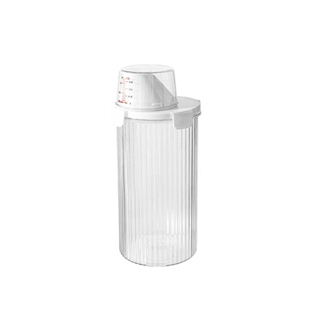 Leakproof Laundry Soap Container with Measuring Cup Clear Body Refillable Bottle with Measuring Cup Moisture-Proof Laundry Powder Container Easy to Refill