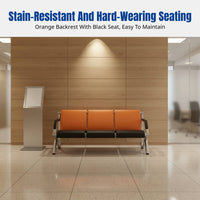 Waiting Chair for Public Spaces, Row Seating Bench, Airport Hospital Clinic, Metal Frame, Modern Design