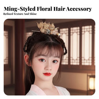Lotus Flower Hair Crown Color-Preserving Chinese Design Headdress Three-Dimensional Alloy Flower Hair Pin Set for Performances, Festivals