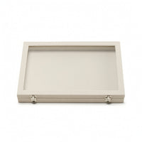Dustproof Jewelry Box with Glass Lid Slim Jewelry Organizer Box Slim-Line Clear for Dresser, Vanity