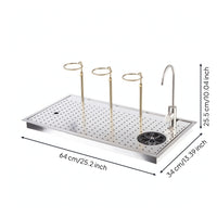 Coffee Rinsing Work Surface Built-in Cup Washer with Faucet Heavy Duty Tea Making Tray with Drain for Baristas