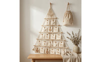 Bohemian Boho Christmas Tree Wall Hanging Handmade Macrame Christmas Tree Reusable Cloth Advent Calendar with Pockets Woven for Families, Apartments, Classrooms