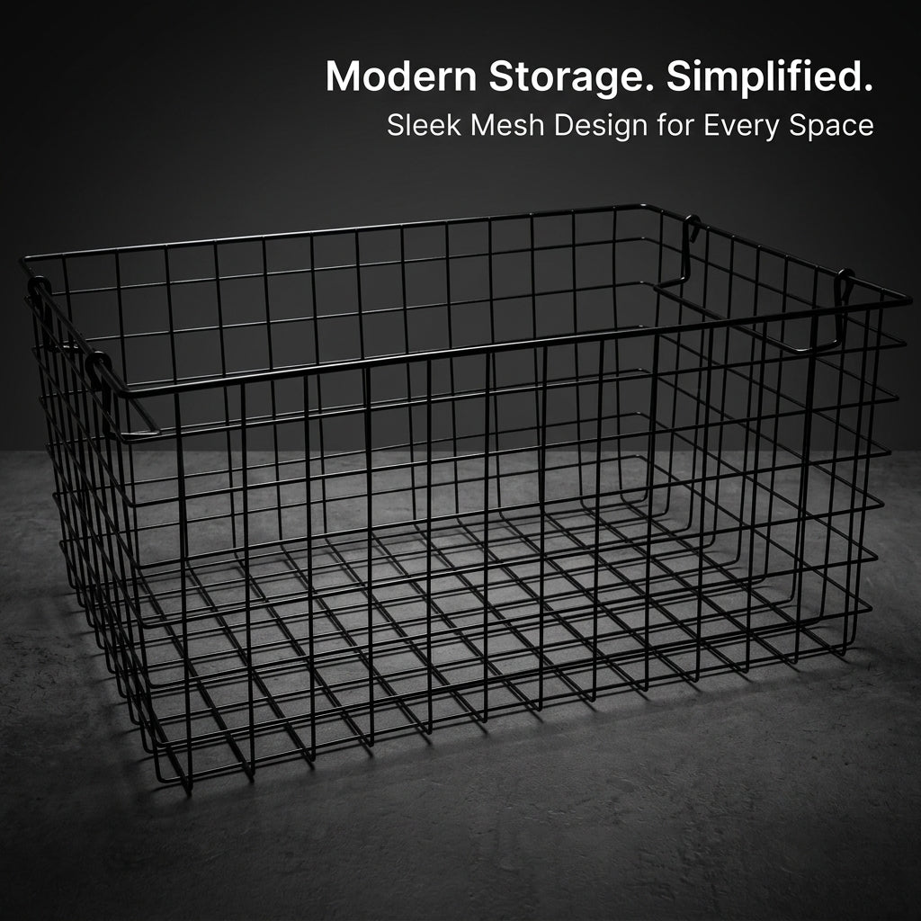 Wire Mesh Fruit Basket for Kitchen Countertop and Vegetable Storage, Large Metal for Shelves in Multiple Rooms, Electroplated Finish