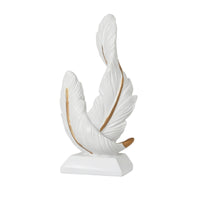 Feather Sculpture with Base Glam Feather Figurine Minimalist for Entryway