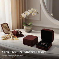 Rounded Corners Velvet Bracelet Box Premium Quality Bangle Gift Box Elegant Design for Women, Men, Gifting, Special Occasions, Home Storage