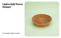 Round Woven Basket Imitation Rattan Fruit Basket Easy to Clean Woven Food Storage Bin for Pantry