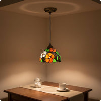 Colorful Stained Glass Hanging Lamp Light Decorative Vintage Hanging Lamp Adjustable Height for Cafe, Dining Room, Bedside