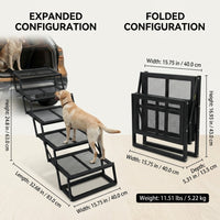 Ramp for Cars and SUVs with Metal Frame, Portable Pet Steps for Large Dogs, Foldable Stairs for Sofa, Steel Wire Construction