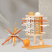Educational Pisa Structure Balance Toy Hand-Eye Coordination Wooden Balancing Structure Natural Wood Finish Wooden Balance Game Perforated