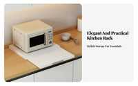 Space Saving Extendable Microwave Shelf with Drawer Multi-Purpose Pull-out Kitchen Counter Shelf Sturdy Metal Construction Extendable Kitchen Rack High Load Capacity for Home Cooks, Homeowners, Office Workers, Pantry, Dorm Room
